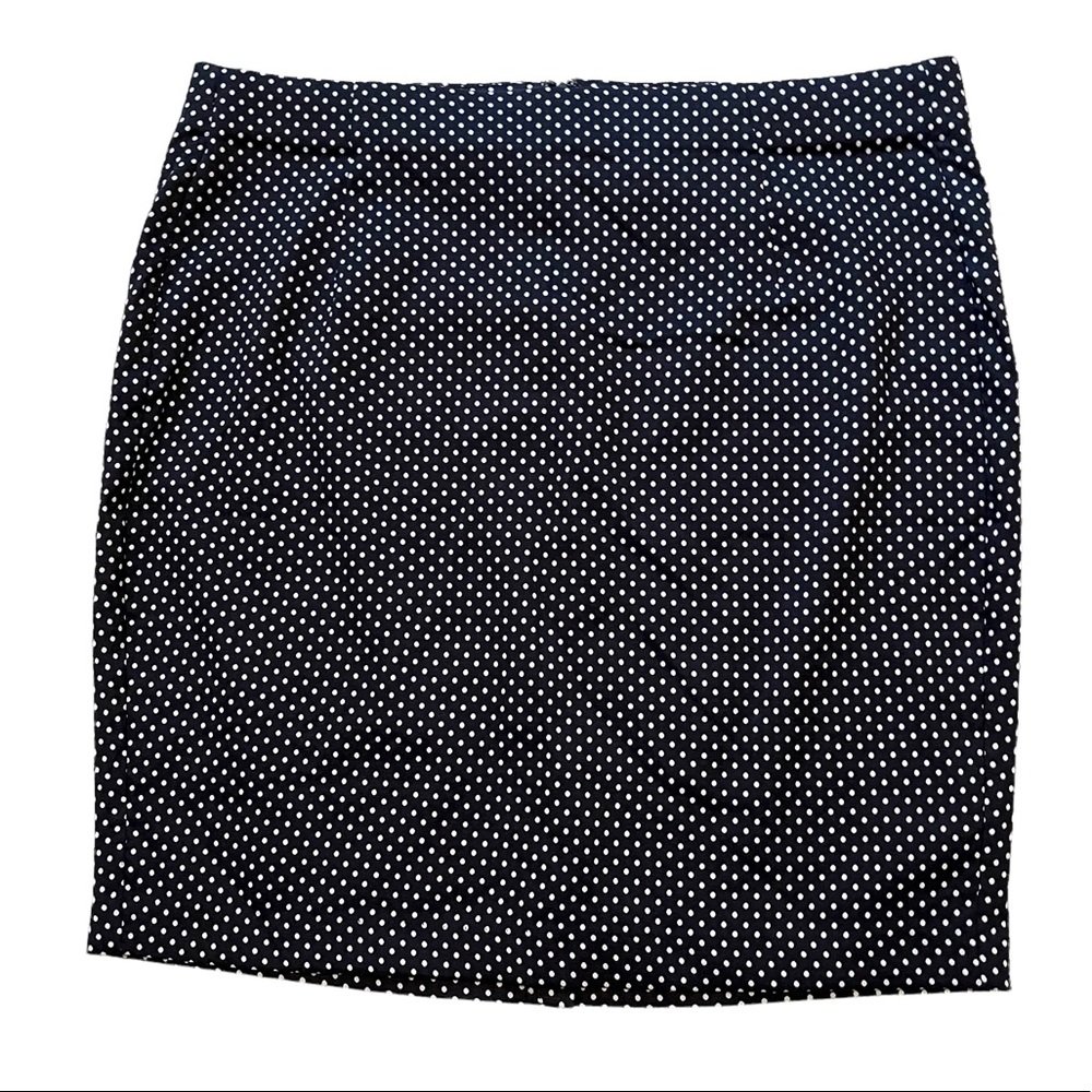 Lane Bryant Navy Blue with White Pin Dots Knit Pencil Skirt 26